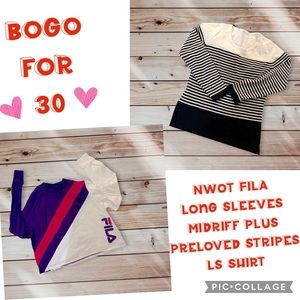 Fila Midriff Long Sleeve Shirt plusTri-Color  Long Sleeve Shirt